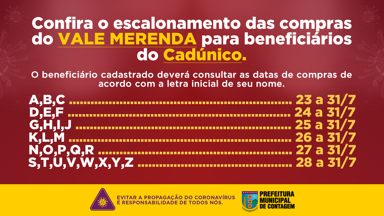 Estuda Contagem Confira As Datas Das Compras Com A 4ª Parcela Do Vale Merenda Para Beneficiarios Do Cadunico